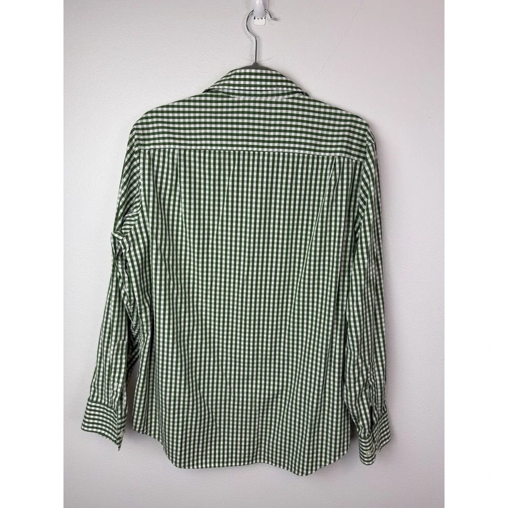 Banana Republic Button Up Shirt Mens Large 15 -‎ 15.5 Green White Plaid